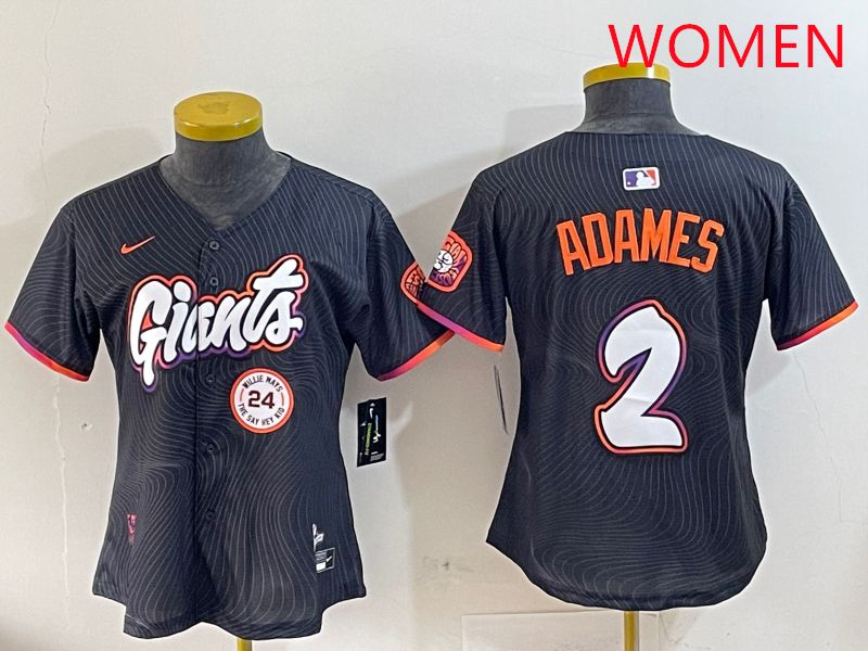 Women San Francisco Giants #2 Adames Black Joint Name Nike 2025 MLB Jersey style 10->women mlb jersey->Women Jersey